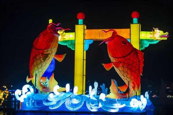 Jinju Zuid Korea Oct Kleurrijke Lantaarn Decoratie Tijdens Jinju Lantern — Stockfoto