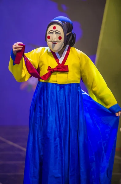 Andong Sydkorea Oct Koreanska Folk Dansare Utföra Maskdance Festival Andong — Stockfoto