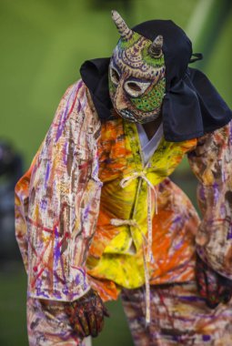 Andong, Kore - Ekim 01: traditinal Andong Güney Kore, Kore Maskdance üzerinde 01 Ekim 2018 gerçekleştirme aktör, Maskdance Festivali Andong içinde her yıl düzenlenen