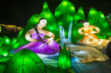 Alışkanlıklar, Güney Kore - Ekim 07: renkli fener dekorasyon sırasında 07 Ekim 2018 alışkanlıklar Lantern Festivali alışkanlıklar, Güney Kore  