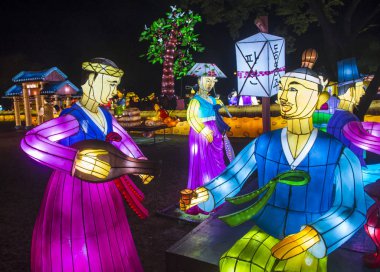 Alışkanlıklar, Güney Kore - Ekim 07: renkli fener dekorasyon sırasında 07 Ekim 2018 alışkanlıklar Lantern Festivali alışkanlıklar, Güney Kore  