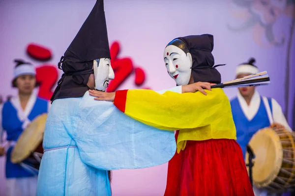 Andong Zuid Korea Okt Acteurs Uitvoeren Van Traditinal Korean Maskdance — Stockfoto