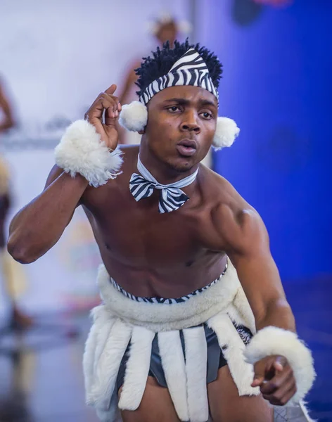 Andong Südkorea 2018 Südafrikanische Tänzerin Aus Amazebra Folkloretanzgruppe Tritt Beim — Stockfoto