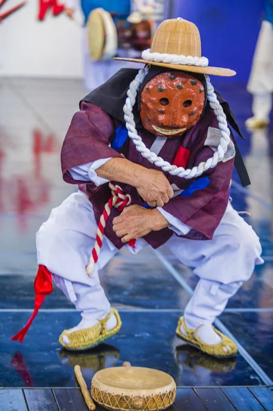 Andong Coréia Sul Oct Ator Executando Tradicional Coreana Maskdance Andong — Fotografia de Stock