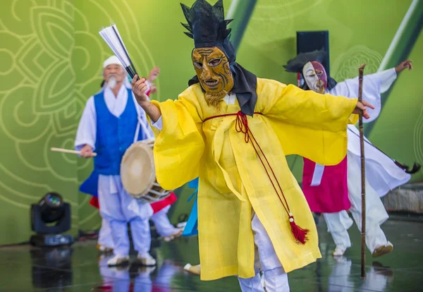 Andong Corea Del Sud Ottobre Attori Che Eseguono Tradizionale Maskdance — Foto Stock