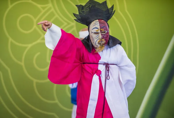 Andong Coréia Sul Oct Ator Executando Tradicional Coreana Maskdance Andong — Fotografia de Stock