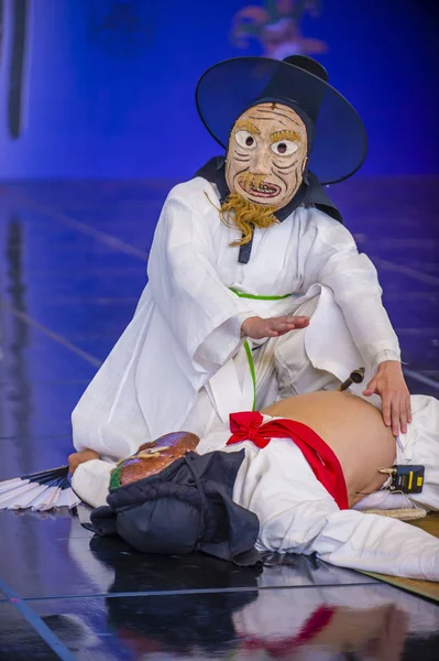 Andong Corea Del Sud Ottobre Attori Che Eseguono Tradizionale Maskdance — Foto Stock