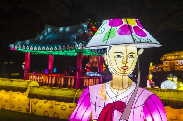 Chinju Korea Południowa Paź Kolorowe Latarnia Dekoracji Festiwalu Lantern Chinju — Zdjęcie stockowe