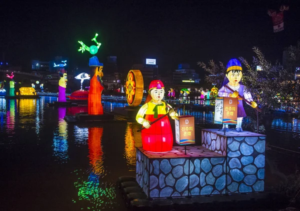 Jinju Zuid Korea Oct Kleurrijke Lantaarn Decoratie Tijdens Jinju Lantern — Stockfoto