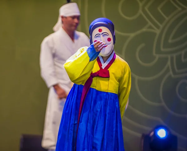 Andong Zuid Korea Okt Koreaanse Folk Dansers Voeren Het Maskdance — Stockfoto