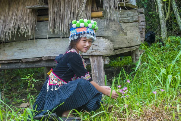 Bam Ouan Laos Août Fille Minorité Hmong Dans Village Bam — Photo