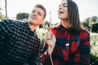 dandelions sahada genç çift