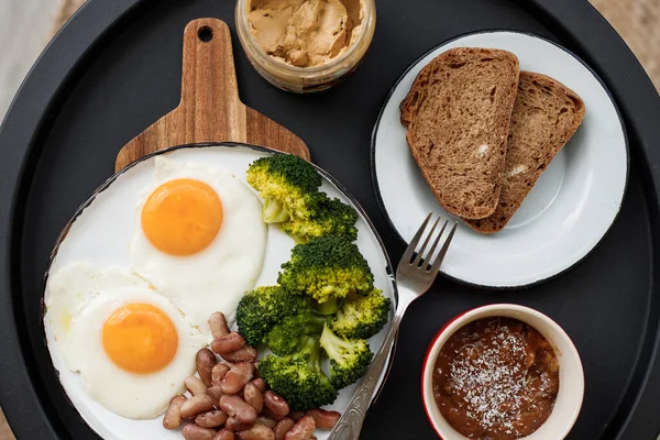 Здорове Харчування Яєць Бобовими Брокколі — стокове фото