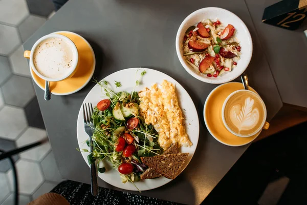 Cafe Omlet Yulaf Ezmesi — Stok fotoğraf