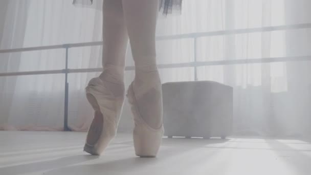 Pernas de bailarina em sapatos de balé — Vídeo de Stock