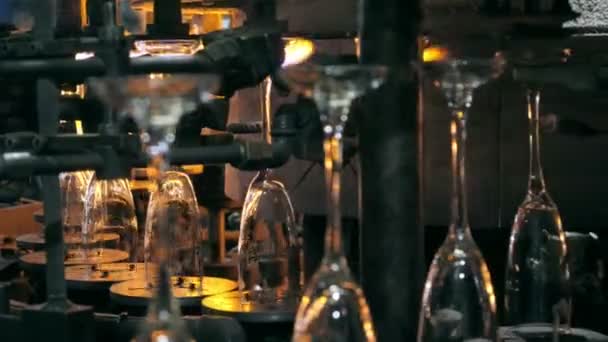 Línea de producción de anteojos de vino — Vídeo de stock