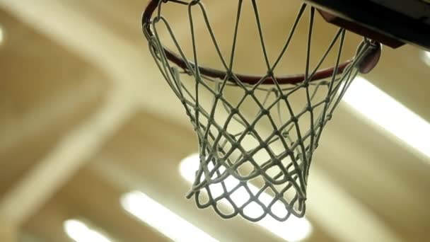 Red blanca de un aro de baloncesto — Vídeos de Stock