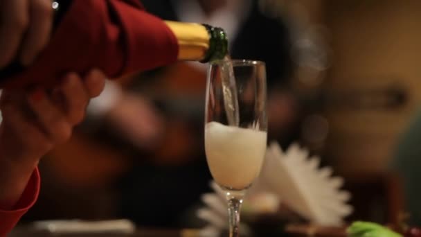 Вино наливається в келихи — стокове відео