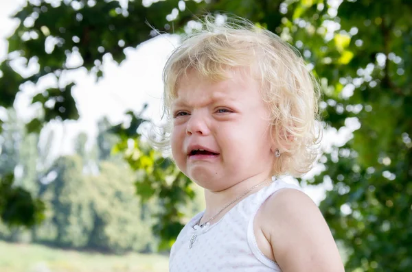 Das Kleine Mädchen Weint Bitterlich Negative Emotionen — Stockfoto