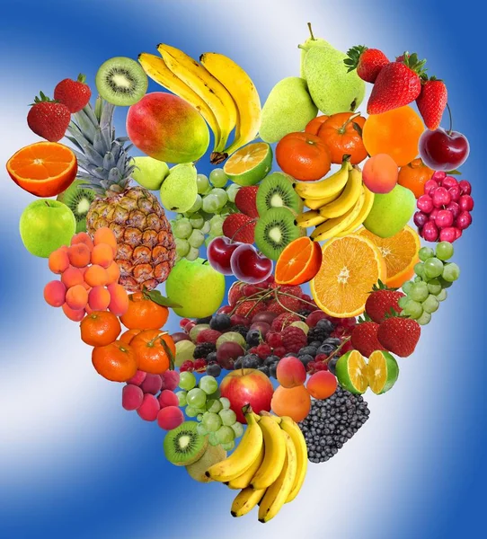 close up of Fruit Heart on colorful background