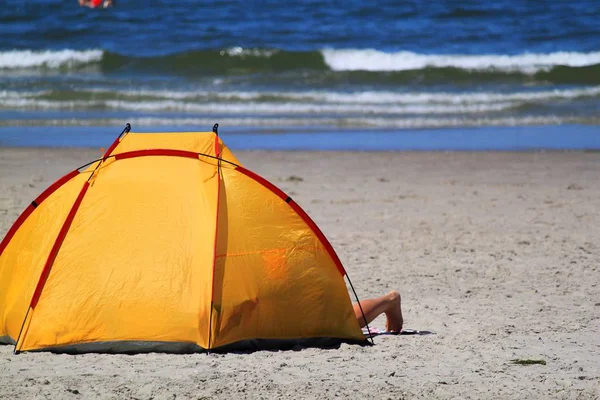 tent on Beach  at the day time