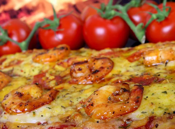 close up of Hot Pizza and tomatoes