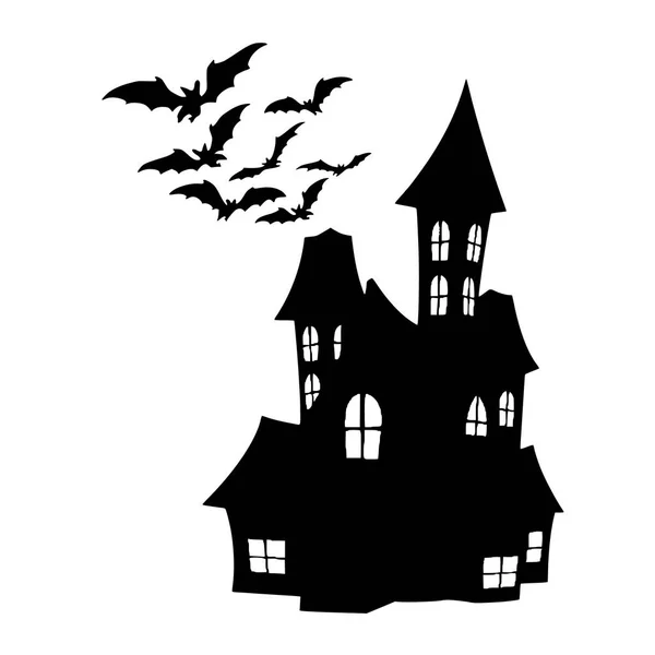 Halloween house Silhouette on white background