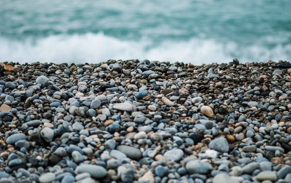 The Shore  with stones  at day time