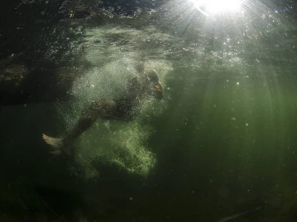 close up of Swimmer Thilling Underwater