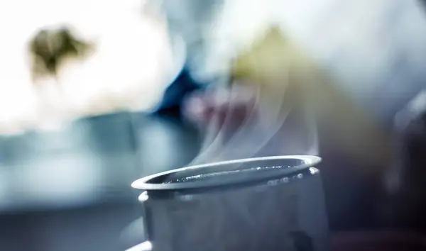 close up of coffee with steam