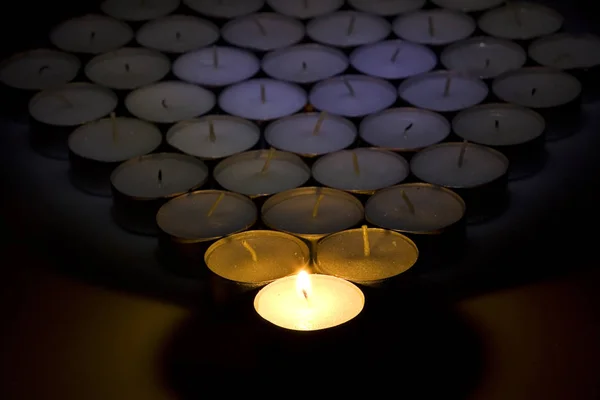 Church candles in the dark