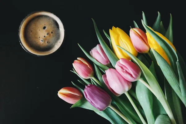 close up of Tea with flowers on the table