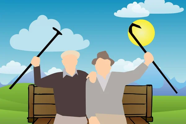 Old Men in Park illustration