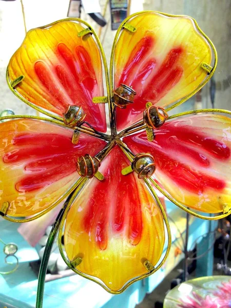 close up of Glass Flower in workshop