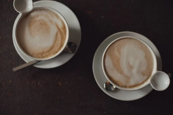close up of Coffee cups on the table