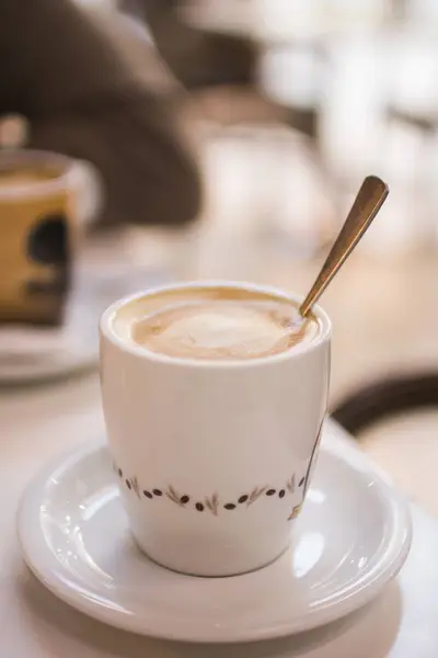 close up of Coffee in white cup