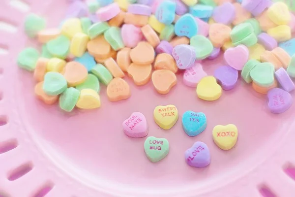 Valentine Sweet Candies on pink plate
