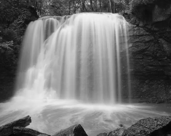 Waterfall landscape in Jungle, monochrome