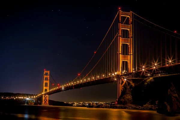 Lighting bridge at the night