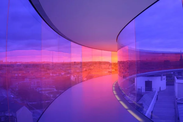 Colorful view by glass window