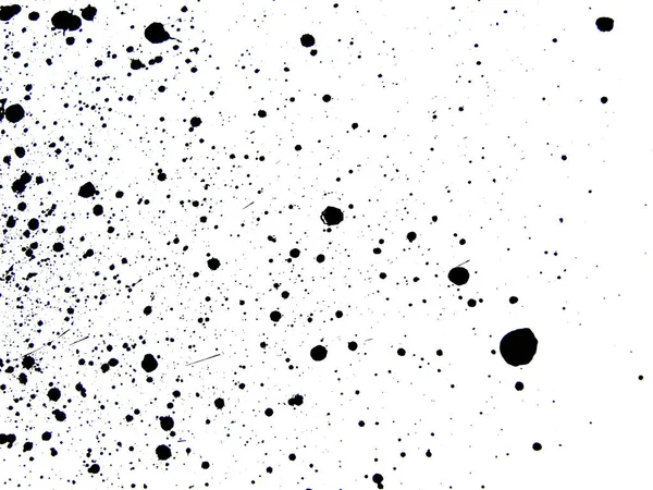 Black ink splatters spray on white