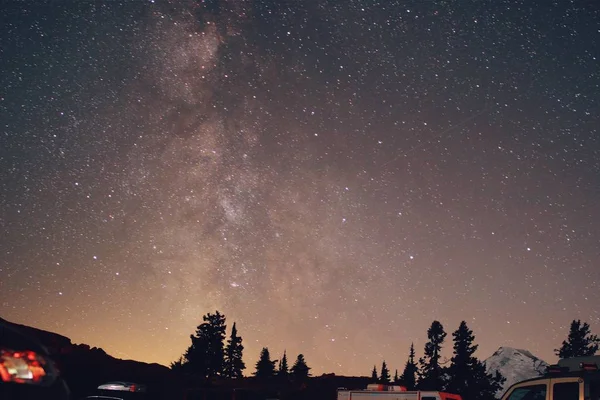 Night sky with stars trail