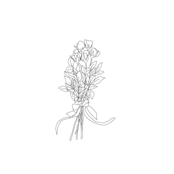 Bouquet of roses line art - drawing