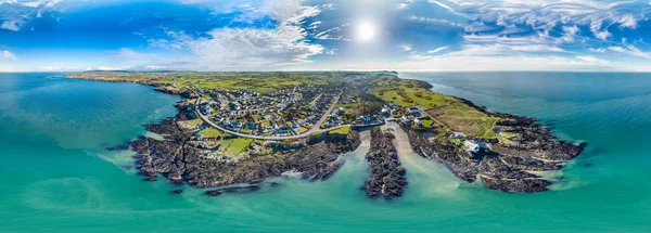 Aerial view of Bull Bay on the Northern coast of Anglesey, Wales, UK