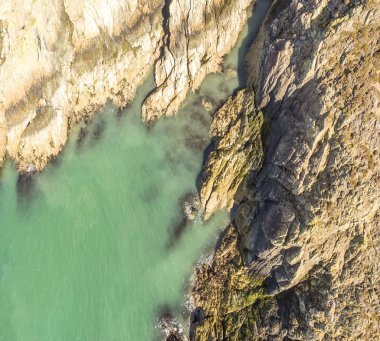 Amlwch, Galler - İngiltere, güzel kıyılarının havadan görünümü