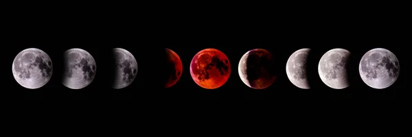 Time lapse of Lunar Eclipse 2018 Blood Moon — Stock Photo, Image