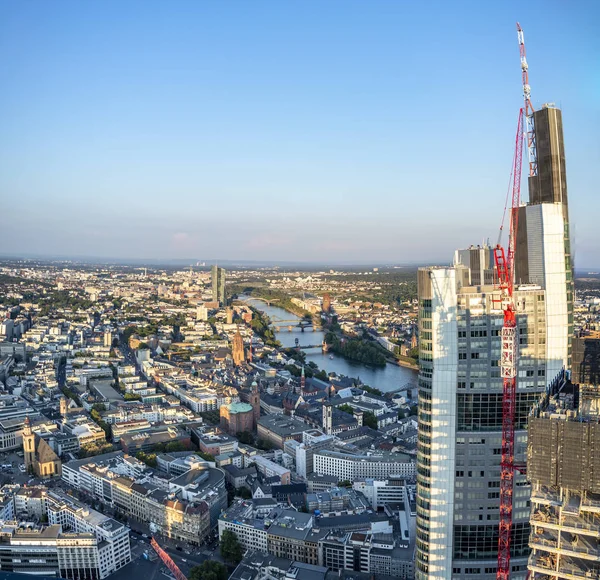 Aérea del distrito financiero en Frankfurt, Alemania - Europa — Foto de Stock