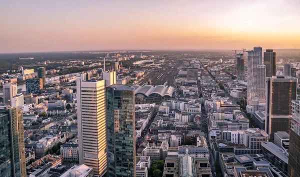 Aerial do distrito financeiro em Frankfurt, Alemanha - Europa — Fotografia de Stock