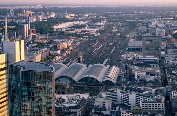 Aerial do distrito financeiro em Frankfurt, Alemanha - Europa — Fotografia de Stock