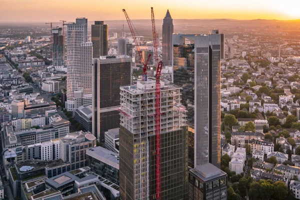 Luchtfoto van het financiële district in Frankfurt am Main, Duitsland - Europa — Stockfoto